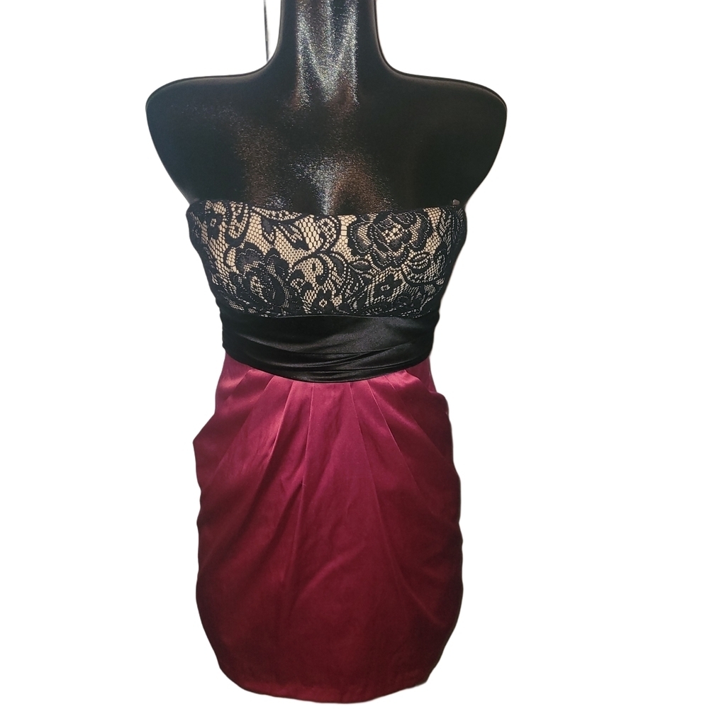 G.L.A.M Pink & Black Strapless Party Dress Size S